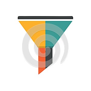 Colorful Funnel Illustration for Data Filtering or Sales Process