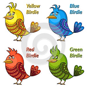 Colorful Funny Birds Set