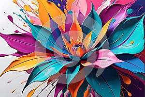 Colorful Fusion: Abstract Painting Featuring a Fusion of Vivid Colors, Indistinct Flower Shapes Blending Together in Vibrant