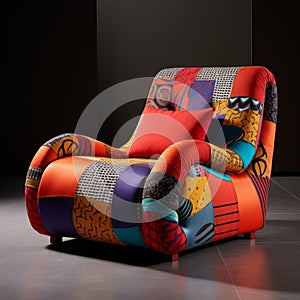 Colorful Futon Armchair With Bold Manga Lines And Luxurious Textures