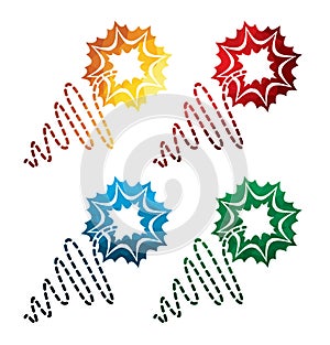 Colorful fuze icons on white background. isolated candlewick icons. eps8.