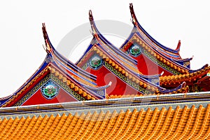 Colorful gable of Chinese shrine.