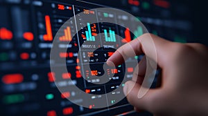 Colorful Gamification Interface with Hand Interacting with Data Visualization Elements