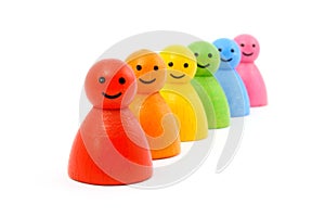 Colorful gaming pieces smiling