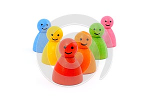 Colorful gaming pieces smiling isolated