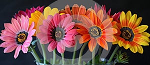 Colorful Gazania Flowers in Vase on Table