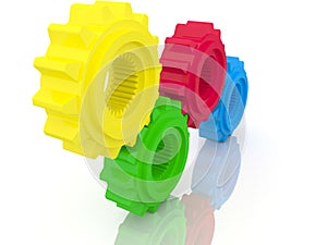 Colorful gear cogs