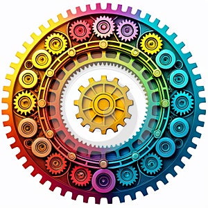 Colorful gear wheel on white background. Vector illustration. Eps 10.