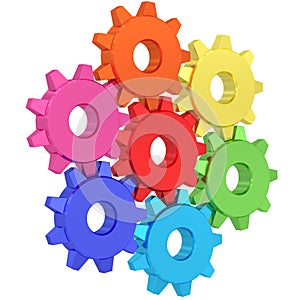 Colorful gear wheels isolated on white