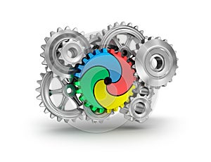 Colorful gear wheels - teamwork concept