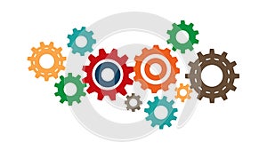 Colorful Gears, Creative Engineering & Dynamic Systems, vector design Generative AI