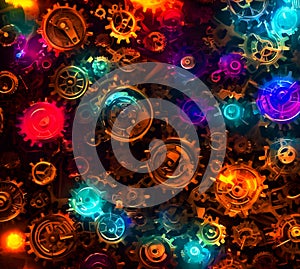 Colorful gears depiction