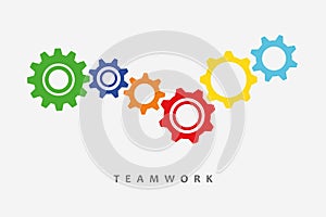 Colorful gears idea teamwork