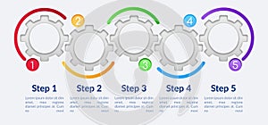 Colorful gears vector infographic template