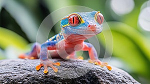 Colorful gecko on a rock