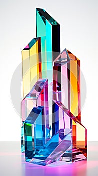 colorful gem stones and mineral crystals set, shiny prism design, generative AI