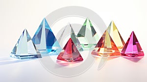 colorful gem stones and mineral crystals set, shiny prism design, generative AI