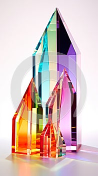 colorful gem stones and mineral crystals set, shiny prism design, generative AI