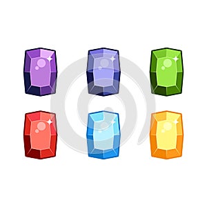 Colorful gems set. fantasy jewelry gems, stone for game. Vector illustration