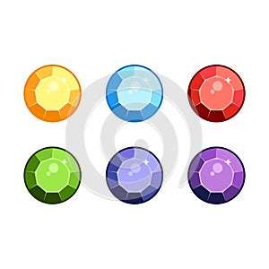 Colorful gems set. fantasy jewelry gems, stone for game. Vector illustration