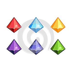 Colorful gems set. fantasy jewelry gems, stone for game. Vector illustration