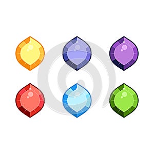 Colorful gems set. fantasy jewelry gems, stone for game. Vector illustration