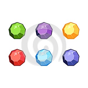 Colorful gems set. fantasy jewelry gems, stone for game. Vector illustration