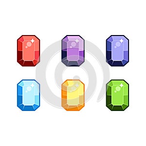 Colorful gems set. fantasy jewelry gems, stone for game. Vector illustration