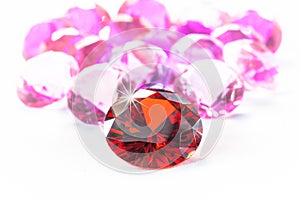 colorful gems on white background