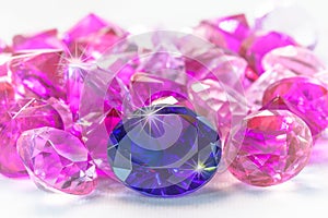 colorful gems on white background photo