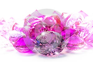 colorful gems on white background photo