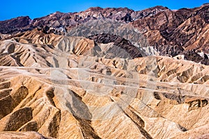 Colorful geological formations at Zabriskie Point in Death Valley National Park, California