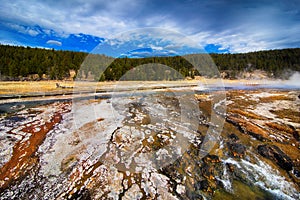 Colorful Geology formation Yellowstone National Park