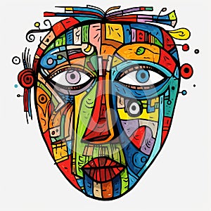 Colorful Geometric Art Portrait: Eccentric Outsider Art Doodle