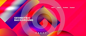 a colorful geometric background with squares and circles