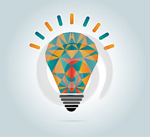 Colorful geometric bulb vector, light bulb and creative illustrations icon creative concept. Vector concept - creativity and idea.