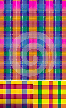 Colorful geometric checkered seamless pattern, Traditional square checkered background collection.