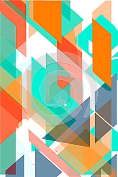 Colorful geometric Cover Swiss Modernism. Orange and turquoise blue and white texture, Abstract pattern Shapes Concept photo