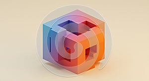 3D Abstract Interlocking Cube with Vibrant Gradient