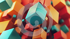 Colorful geometric cubes floating 3d abstract background pattern
