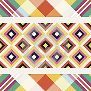 Colorful geometric ethnic pattern seamless design for wallpaper, background, fabric, curtain, carpet, clothing, batik, wrapping.