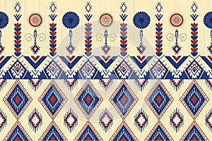 Colorful geometric ethnic pattern seamless design for wallpaper, background, fabric, curtain, carpet, clothing, batik, wrapping.