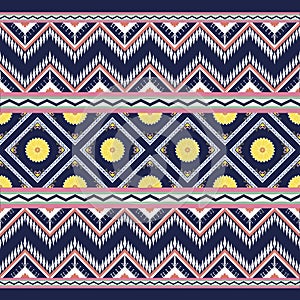 Colorful geometric ethnic pattern seamless design for wallpaper, background, fabric, curtain, carpet, clothing, batik, wrapping.