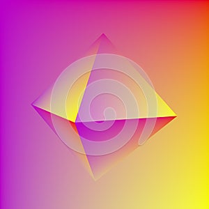 Colorful geometric figure octahedron on colorful background. Platonic body. 3d illustration