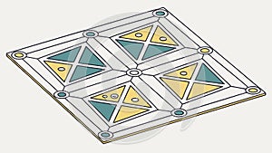 Colorful Geometric Floor Tile Pattern in Perspective, vector design Generative AI