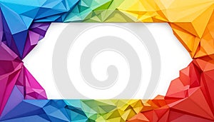 Colorful Geometric Frame Background with Triangles and Empty White Space