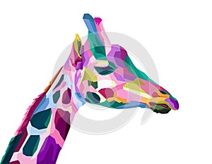 Colorful geometric girrafe pop art portrait