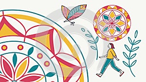 Colorful Geometric Interlocking Pattern Vector, vector design Generative AI