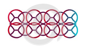 Colorful Geometric Interlocking Rings Pattern, vector design Generative AI