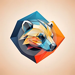 Colorful geometric logo illustration of a honey badger